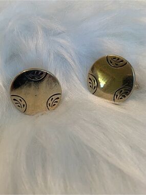 🍀VTG SWANK Gold Round Decorative Cuff Links